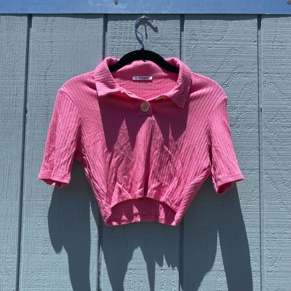 Reformation pink ribbed set
